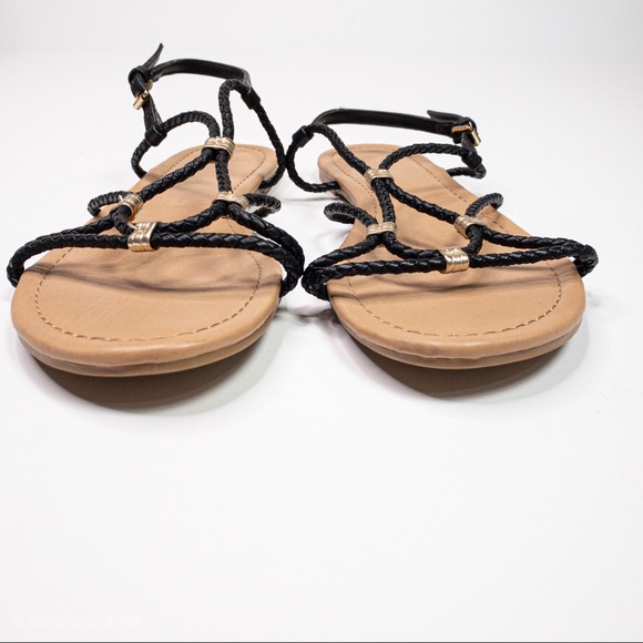 Forever 21 Sandal Black Braided Straps - Picture 4 of 6